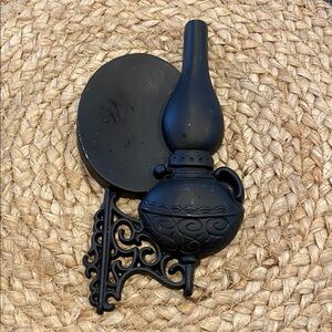 Vintage Sexton 1966 Elegant Black Wall Decor. Cast Iron. Oil Lamp.